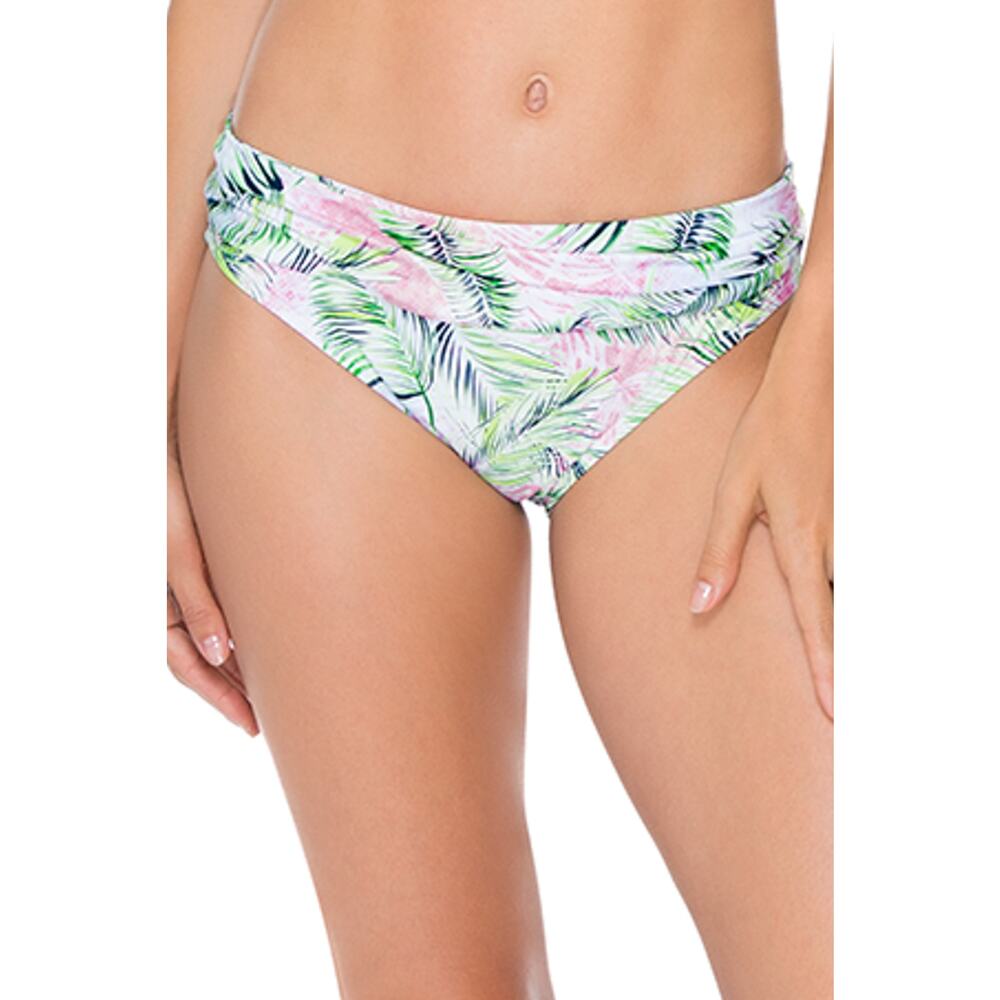 Sunsets White Bottom Bikini Swimsuit Women size 16 Green Palms Pattern NWT